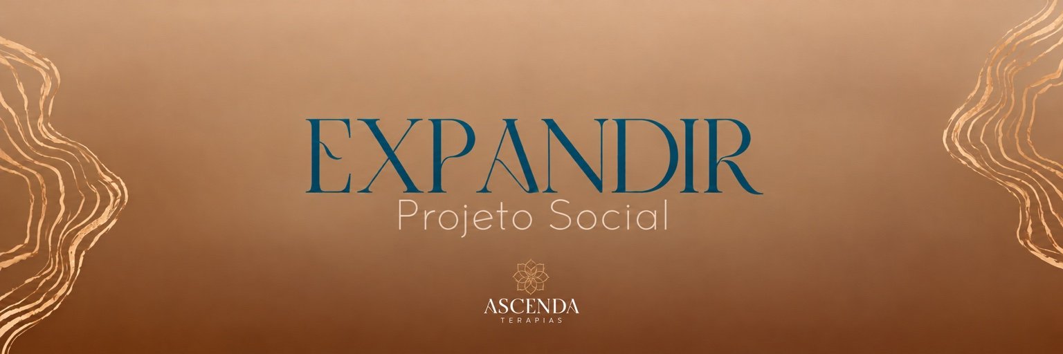 Expandir — Projeto Social. Faixa em degradê marrom e bege, com detalhes dourados nas laterais.